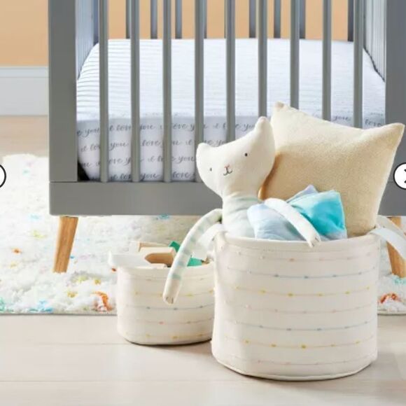 Small Round Bin with Slub Stitching - Cream - Cloud Island - Picture 2 of 4